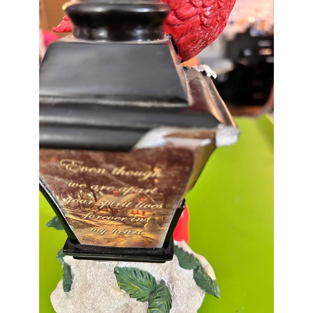 Thomas Kinkade Forever In My Heart Cardinal Lantern Memorial Figurine see chip
